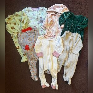Carter’s, Old Navy, Cloud Island, Cat&Jack Baby Girl Sleepers 3-6 Mo Lot Of 7